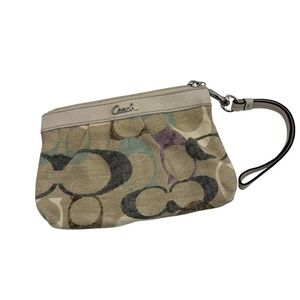 Coach Signature‎ Wristlet Canvas Pastel Colors ID holder Classic Y2K